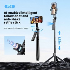 76'' Selfie Stick AI Face Tracking Tripod 360  Rotation Remote  Gesture Control
