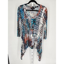 Karen by Karen Kane Women's Scoop Neck 3/4 Sleeve Asymmetrical Hem Top Size L