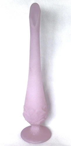Vintage Unmarked Fenton 11.5" Lavender Satin Art Glass Swung Bud Vase Water Lily