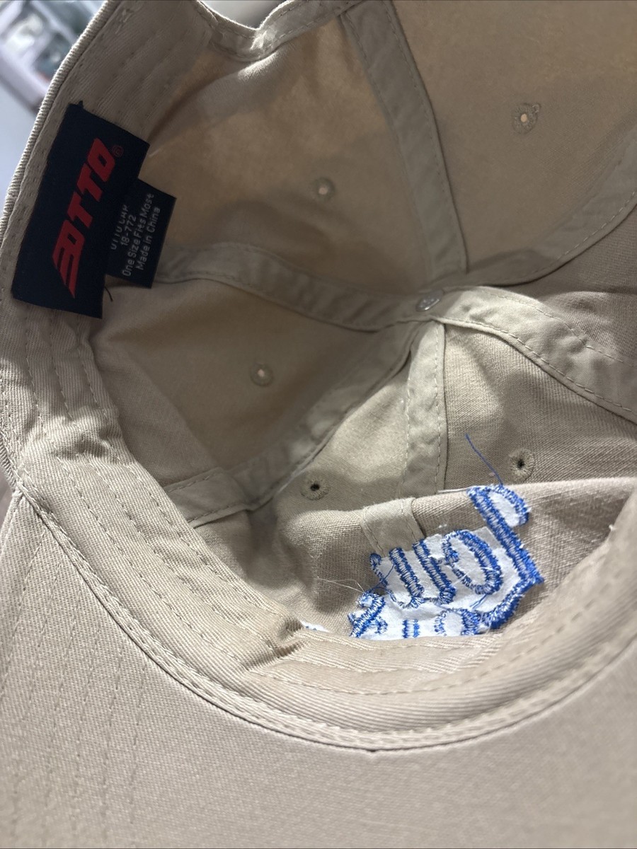 Custom Embroidered Low & Slow Hat Tan Blue View 3