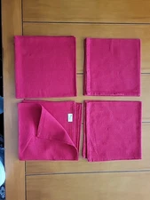 4 Park Designs Napkins 20x20 Square Red Christmas Holiday 100% Cotton Fabric Set