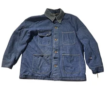 Vtg 70s Blue Bell Blanket Lined Denim Chore Farm Jacket Mens Medium Distressed