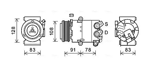 Compressore climatizzazione R 134a FDAK621 AVA QUALITY COOLING per FORD C-MAX II