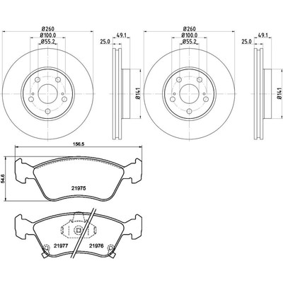 HELLA PAGID BREMSENSET 260mm VORNE passend für TOYOTA AVENSIS T22