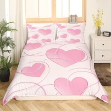 Kids Love Pattern Duvet Cover Twin Size Love Heart Twin No Comforter Pink