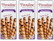 Debeukelaer Pirouline Dark Chocolate Creme Filled Wafers 3 Pack