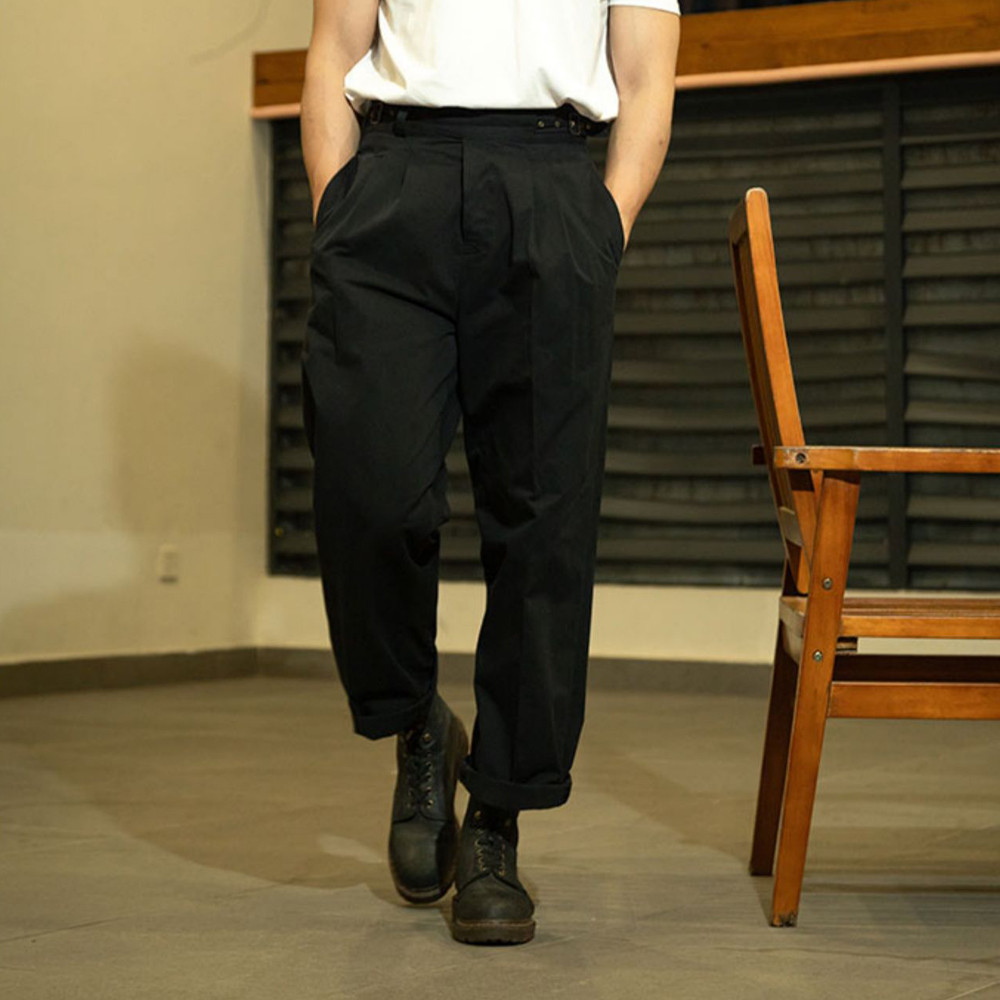 Men's Gurkha Pants Loose Straight Pants Cotton Trousers