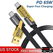 65W 4 in 1 Multi Charging Cable Flat Braided USBC Charge Cord  LOT Data Transfer