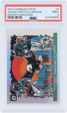 Jalen Hurts & A.J. Brown Eagles 2024 Panini Donruss Optic Downtown #4 PSA 9 Card