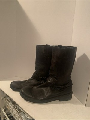 Born Mens Bronson Boot Size 13 Black Leather Harness Pull On Lug Sole Biker
