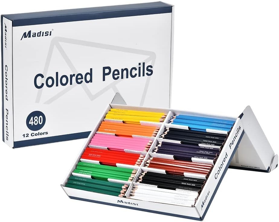 Colored Pencils Bulk - Pre-Sharpened - 12 Assorted Colors - 480 Bulk pack-image