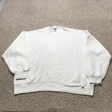 Vintage Russell Athletic Sweatshirt Mens XL White Crewneck Pullover Made USA 90s