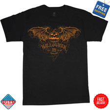 Jack-o-Lantern Pumpkin Bat Wings T-shirt Halloween Mens Womens Tee Inspired NEW
