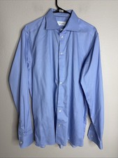 Eton Men's Dress Shirt Size 17 43 Contemporary Fit Blue Button Down Collar EUC