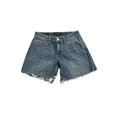 Aeropostale Denim Shorts Womens 0 Blue Excellent Raw Hem Frayed Cutoff Side Slit