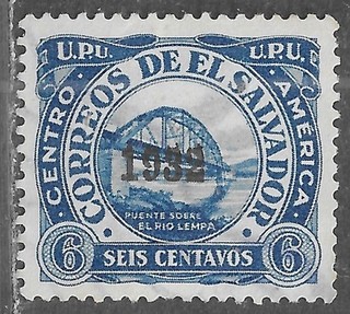 HICK GIRL USED EL SALVADOR STAMP SC#524 1932 LEMPA RIVER BRIDGE H219