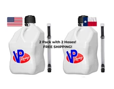 VP Racing 2 Pack White 5.5 Gallon Square Utility Jug + 2 Deluxe Fill Hoses BNIB