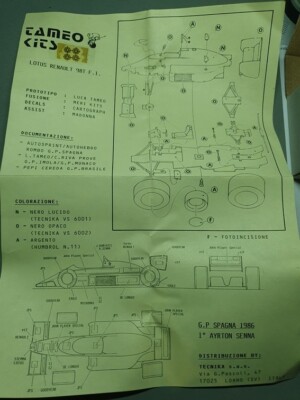 Kit Maquette 1/43 Tameo Kits – Lotus Renault 98T De Senna, GP Brésil 1986 (TMK40)