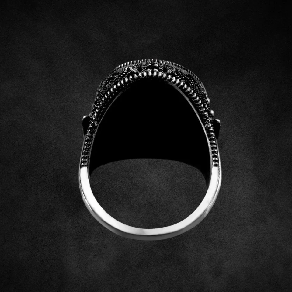 Anillo Espada Circón Negro, Anillo Plata 925 Hecho a Mano para Hombre, Ideas de Regalo para Hombre Foto 3 de 3