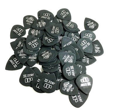 Dunlop Guitar Picks Tortex Jazz III 72 Pack Pitch Black 1.35mm 482R1.35