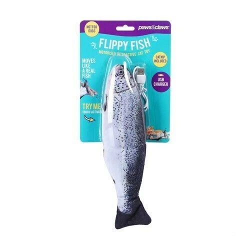 Flippy Fish Interactive Cat Toy Realistic Flopping Wagging Plush Rechargeable - Picture 2 of 4