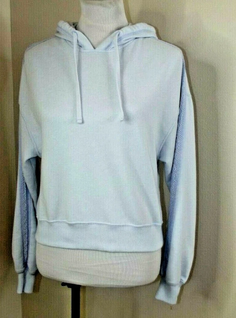 Hollister Womens Cropped Hoodie XS Light Blue Hooded Pullover Sweatshirt