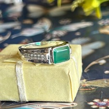 Solid 925 Sterling Silver Green Onyx Gemstone Ring Handmade Jewelry For Gift