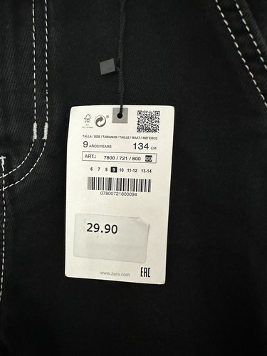 NWT Zara Authentic Worker denim Black Size 9 Boys $29 - Picture 2 of 6