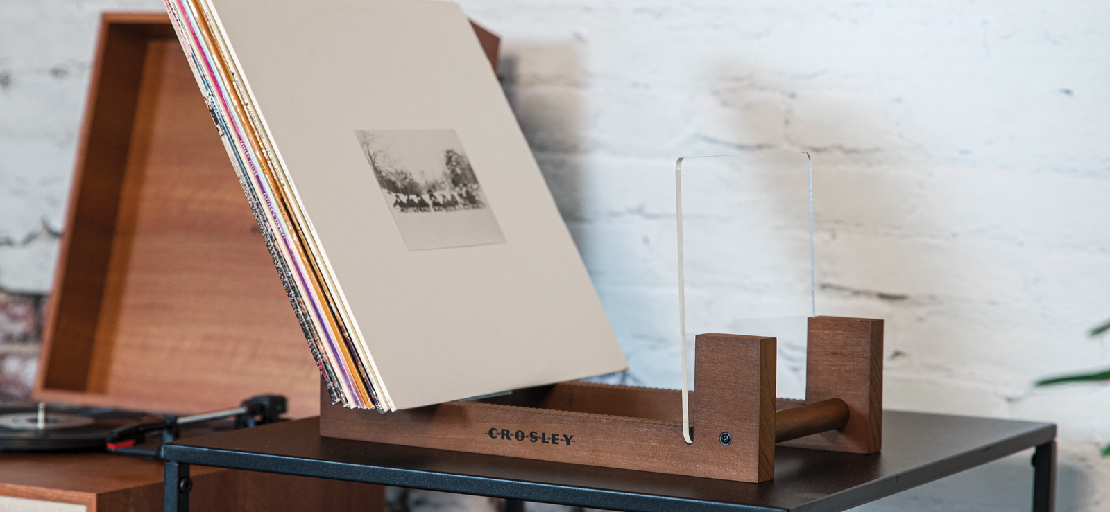 Modern Wood Vinyl Record Storage Stand for Turntables & Displays
