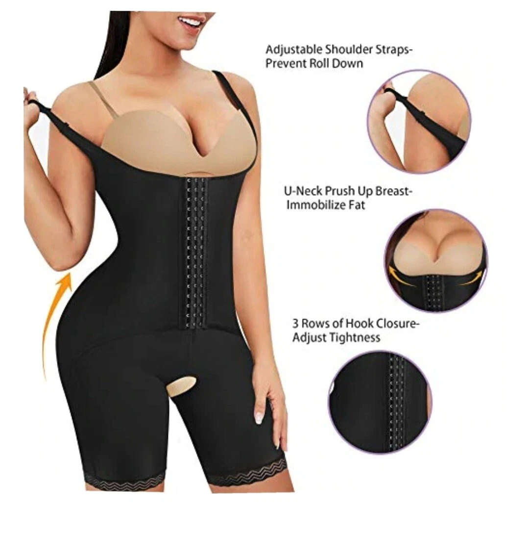 High-Quality Women Body Shaper Body-Suite Firm Double Tummy Control Black  Colour