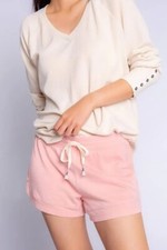 PJ Salvage Fade Away Curved Hemline Pajama/ Lounge Shorts, Dusty Rose, Small