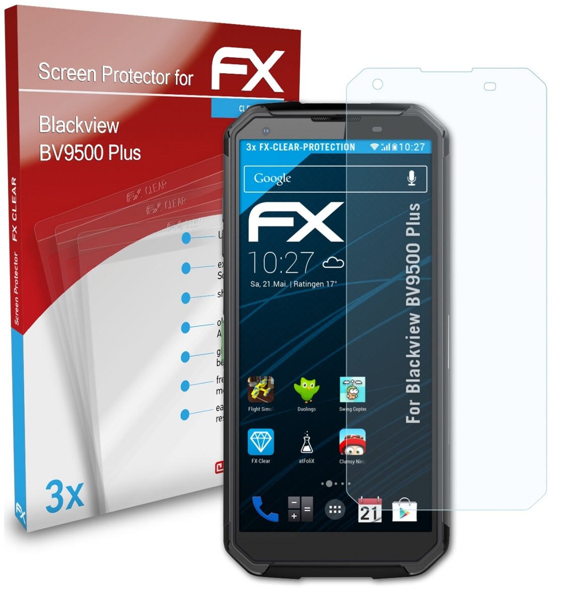 Film Protection écran AtFoliX Pour Blackview BV9500 Plus – 3x – Antichoc & Mat – Facile à Poser – Neuf