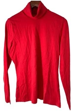 Lands' End Novelty Solid & Printed Turtleneck Rich Red