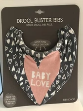NEW DEMDACO Baby Absorbent Soft Closure Drool Buster Bib, Baby Love Print