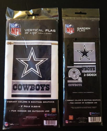 ZWEI (2) VERSCHIEDENE DALLAS COWBOYS HAUS & GARTEN FAHNEN VON WINCRAFT