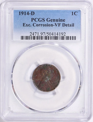 1914 D Lincoln Wheat Cent 1c PCGS VF Details (192)