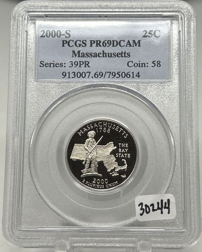 2000 -S MASSACHUSETTS STATE QUARTER PCGS PR69DCAM