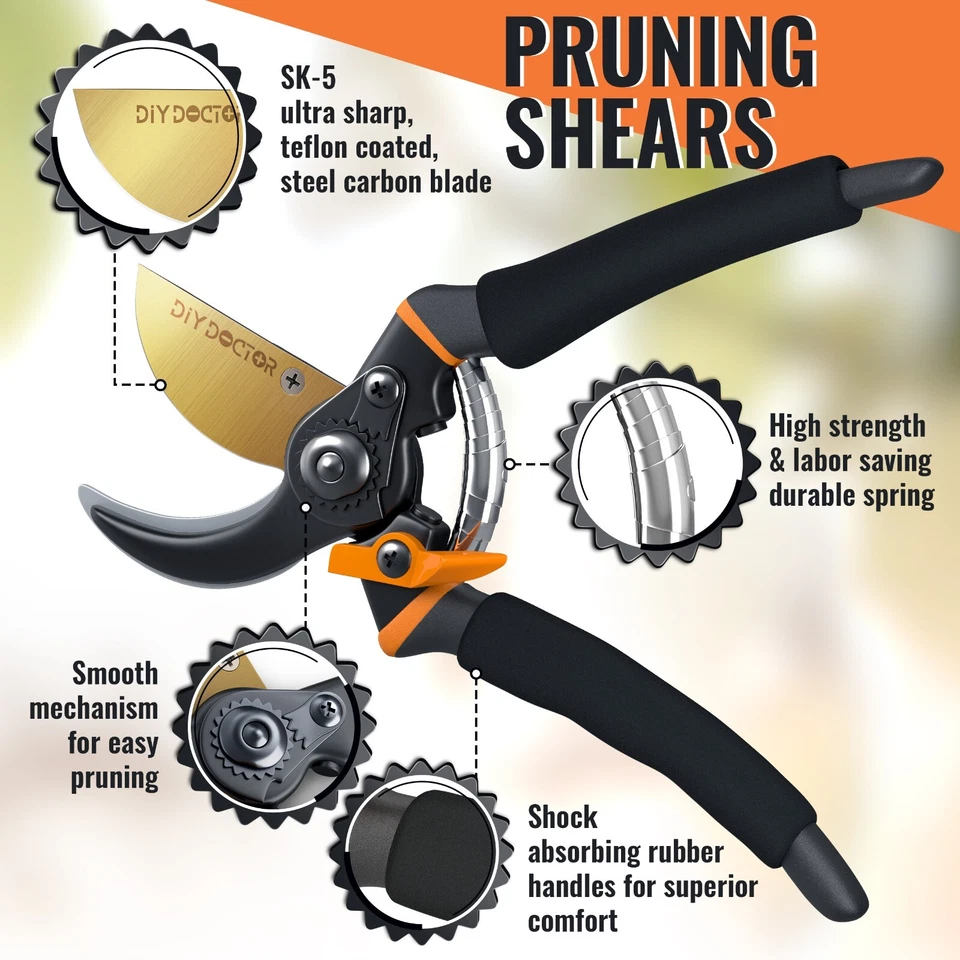 Secateurs Pruners Garden Pruning Shear Pruner Cutter Bypass Hand Tool Scissors - Image 4 of 4