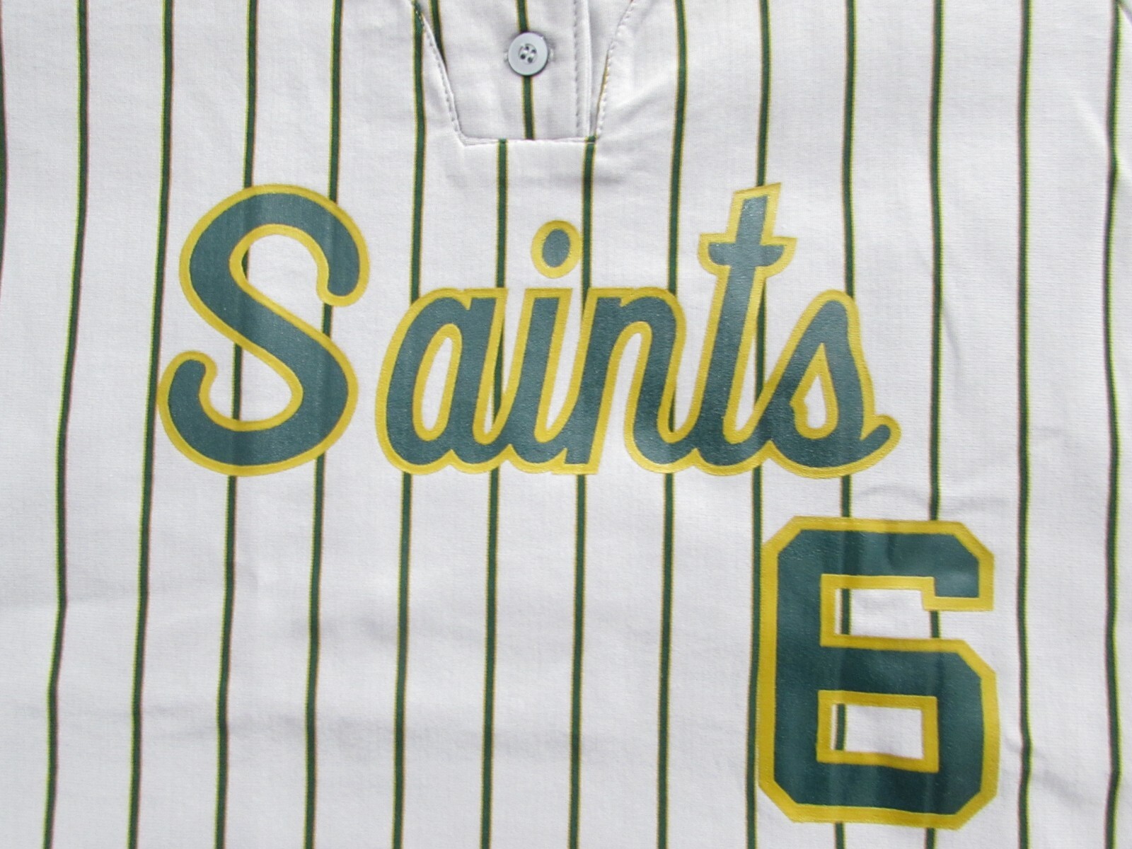 VTG SAINTS Ripon Baseball XL Jersey Mens 6 Pinstripe Button Up Athletic USA