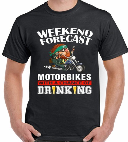 Motorräder T-Shirt Wochenendvorhersage Trinken 2 Herren Superbike Moto GP Fahrrad Biker - Bild 1 von 23