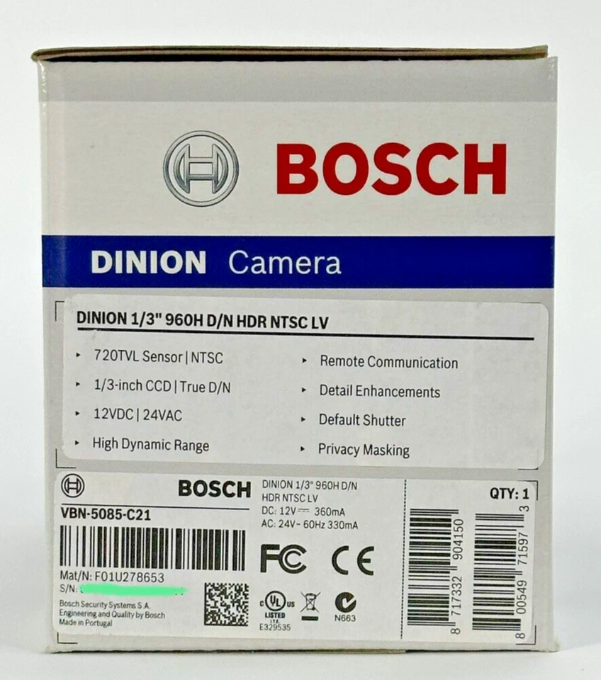 Bosch VBN-5085-C21 Dinion AN 5000 Analog 960H Indoor WDR Box Camera No Lens - Image 3 of 4