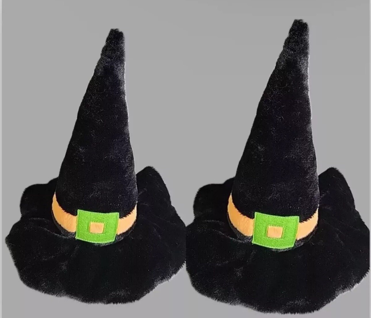 2 Witch Pet Toy Witchy Witch Hat Plush Crinkle Brim Halloween  12in X 12in