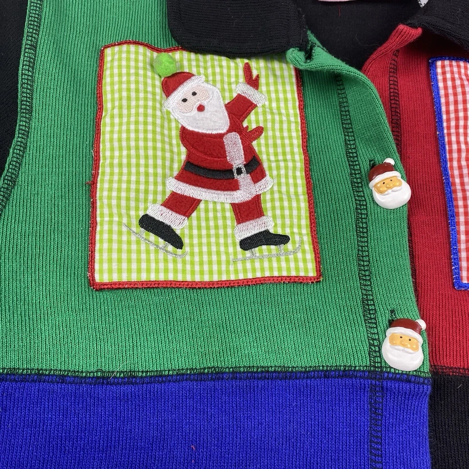 Cárdigan Suéter Vintage Onque Informal Para Mujer Navidad Talla Pequeña Árbol Santa Foto 4 de 4