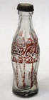 1930s vintage mini COCA COLA glass bottle with tin crown cap 2 1/8" tall wb
