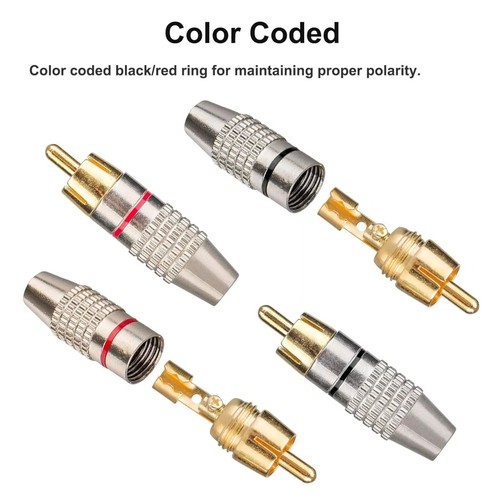 (10 x Black ring, 10 x Red ring) RCA Male Plug Video Adapter Connector Speaker - Picture 7 of 11