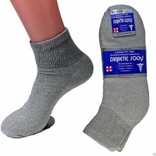 New 3 Pair Diabetic Ankle Quarter Crew Socks Health Cotton Men Circulatory Gray
