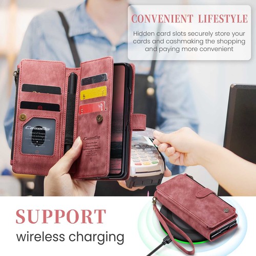 Für Samsung Z Fold 6 5 Magnet Leder Wallet Case Ständer Hülle mit Stifthalter - Bild 21 von 37