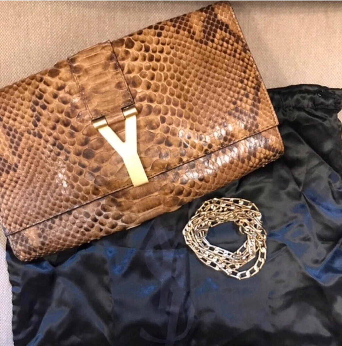 ysl clutch brown