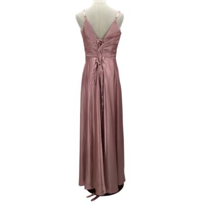 FORMAL PARTY 10 L dusty pink satin faux wrap lace up maxi bridesmaid dress  B20 | eBay