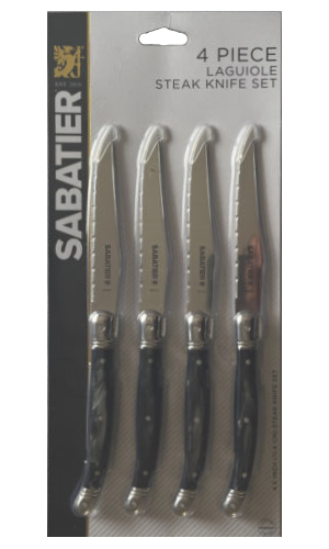 Sabatier Laguiole Steak Knife Set 4-Piece Serrated Curved High-Carbon Stainless - Bild 4 von 4